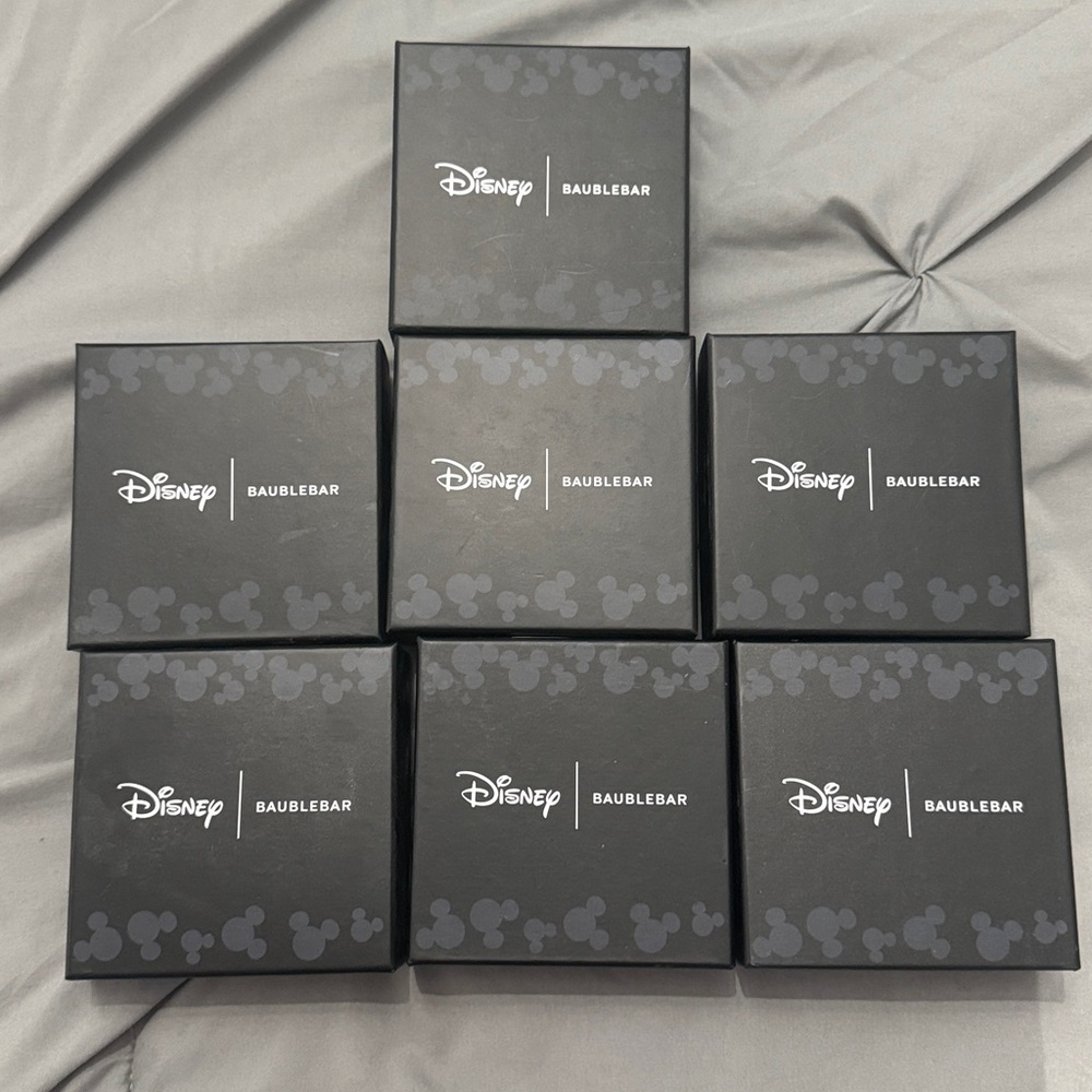 Disney BaubleBar black Mickey EMPTY Gift earring Boxes LOT of 7